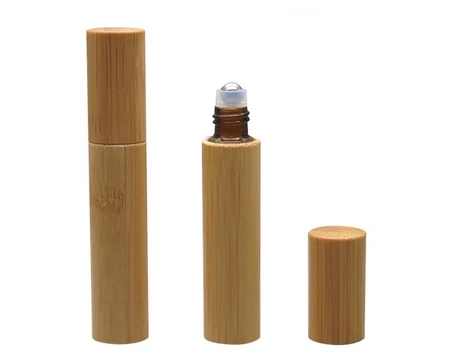

50pcs/lot 10ml Natural Bamboo Roll on Essential Oil Bottle, Glass Bamboo Cosmetic Perfume Refillable Bottle Container