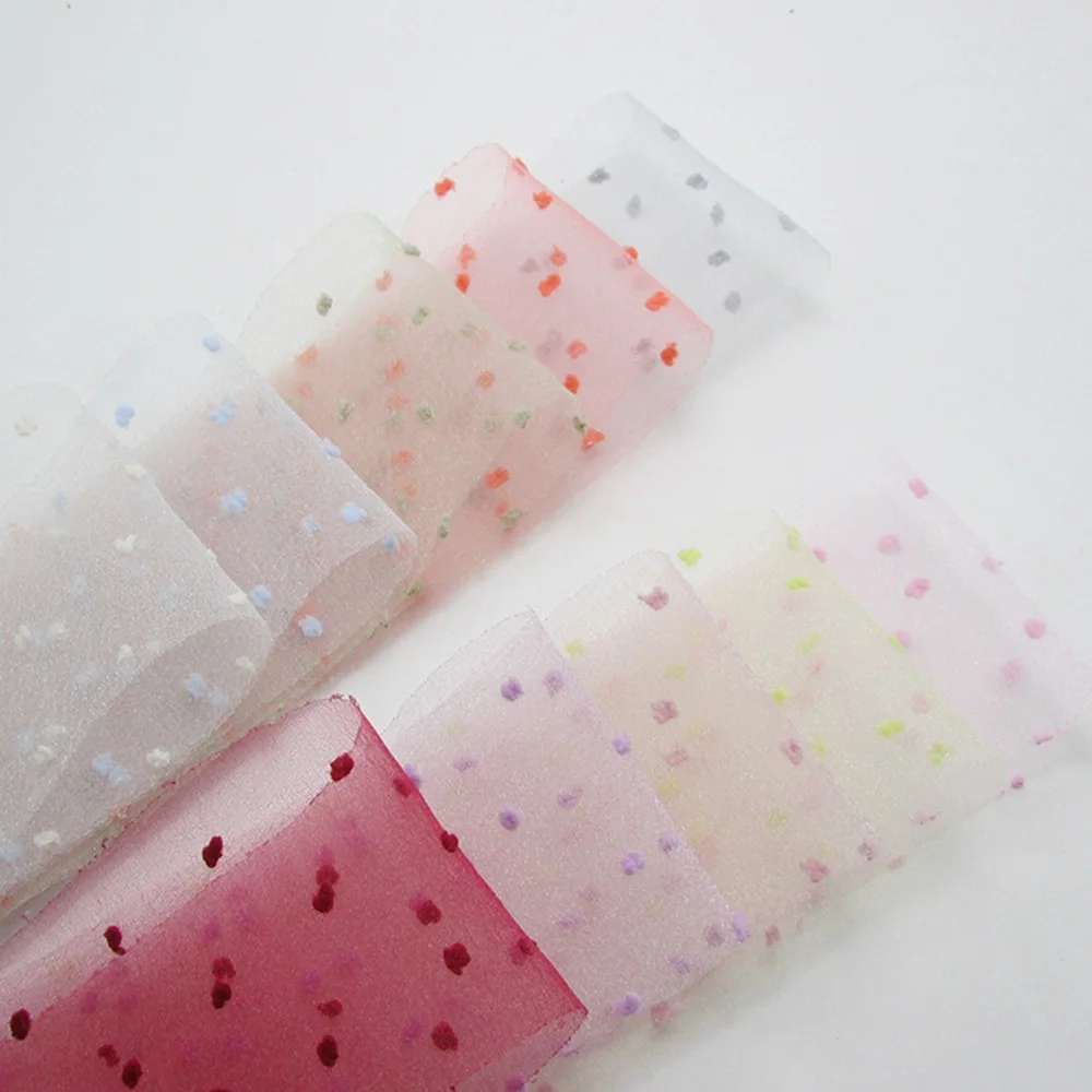 50m/lot 6cm 8cm Solid Gauze Tulle Seersucker Ribbon for DIY fashion bowknot kids hair clip accessories