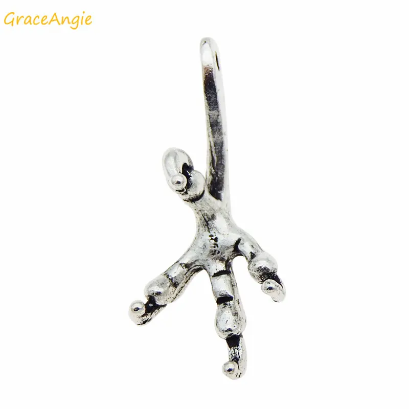 GraceAngie 10pcs Antique Zinc Alloy Eagle Chicken Claw Style Charm Bracelet Necklace Pendant Handmade Jewelry Findings