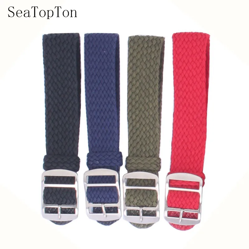 14mm 16mm 18mm 20mm 22mm Solid color Perlon Woven Nylon watchbands bracelet fabric Woven Watch Strap Band Buckle belt black blue