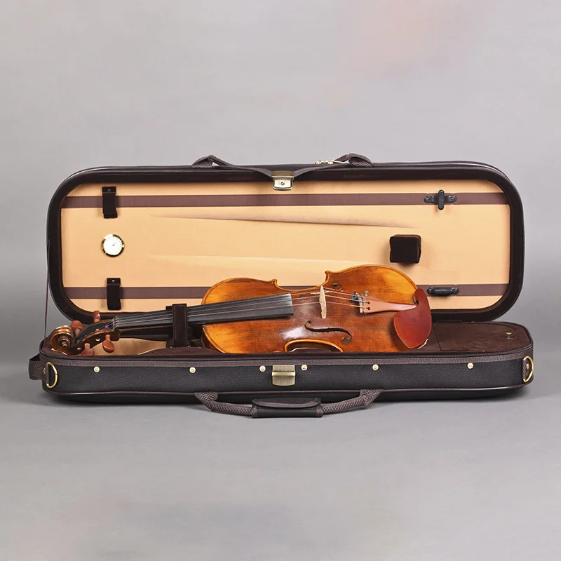 

High Quality 4/4 Full Size Rectangle Violin Case With Hygrometer Oxford Violino Case