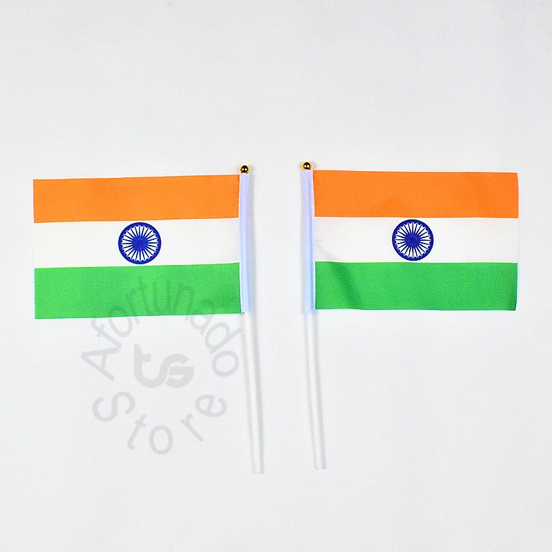 India 14*21cm 10pieces banner flag  Hand waving  National Flag  India for meet,Parade,party.Hanging,decoration