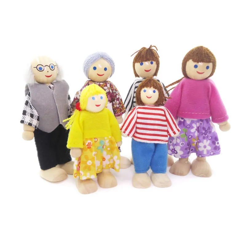 1:12 wooden dolls for dollhouse girls furniture toy family pretend play toys miniature Baby doll for children gifts