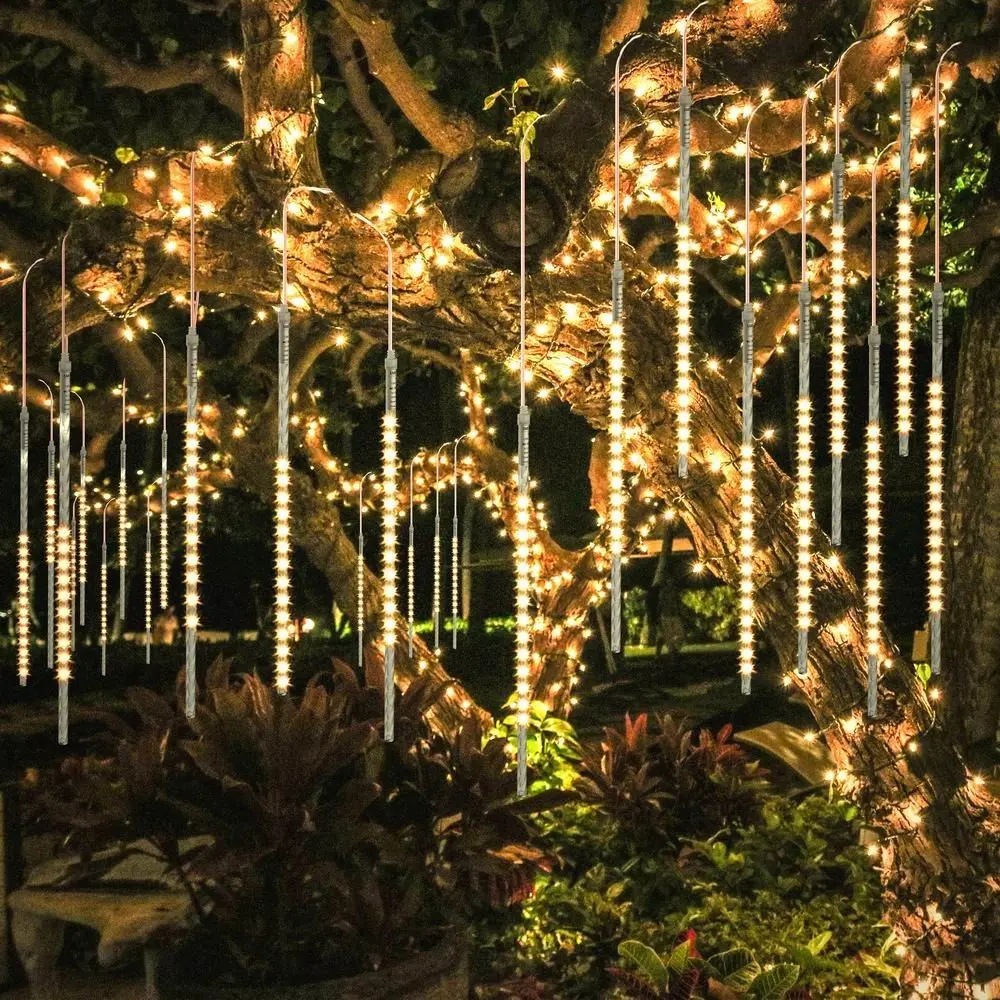 LED Meteor Shower Rain Lights Christmas lights Outdoor Waterproof For Christmas New Year Wedding party Cascading Tree Light D35