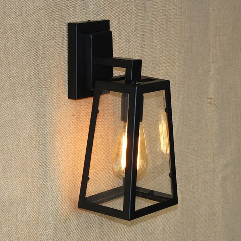 

Loft Antique Matte Black Lantern Outdoor Wall lamp Sconce AC 90-260v metal Vintage Industrial Loft Edison bulb Lighting fixtures