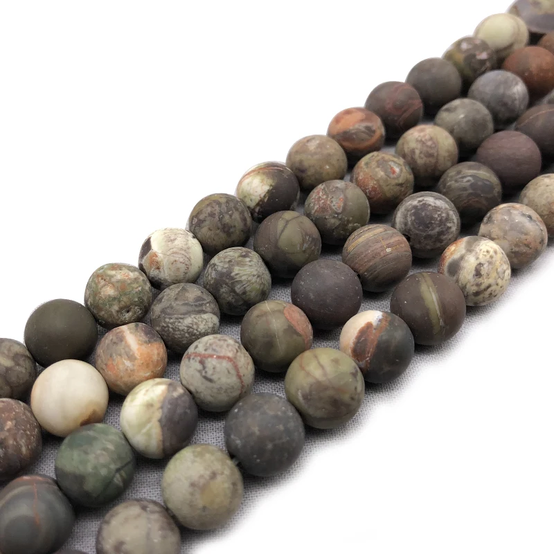 Natural Stone matte Colorful agat loose Round Beads Bracelet 15\