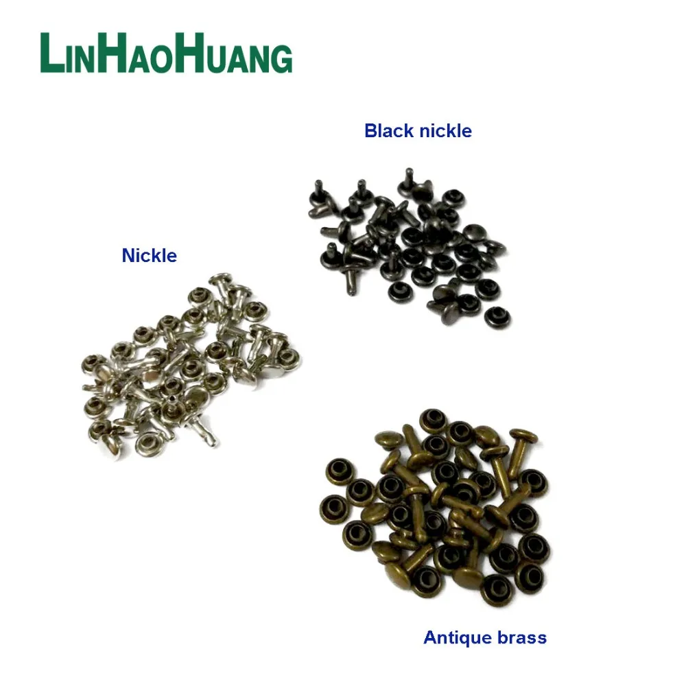 500sets/lot 4mm metal iron cap rivets with cap nail mushroom rivets Shinny nickle/black nickle /Bronze free shipping  Rivets-4MM