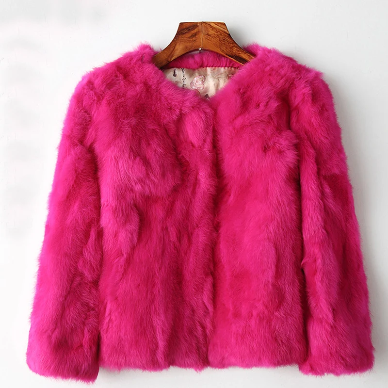 2024 Winter Women The Real Rabbit Fur Coat Natural Rex Rabbit Fur Coat The Fashion Super Thin Rabbit Fur Leather Fashion Jacket