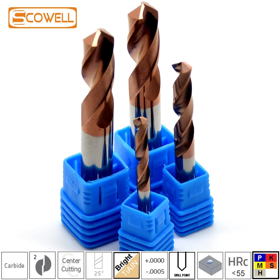 CNC Micro grain solid Tungsten carbide Twist Drill Bit HRC55 Carbide Drill bits For Metal working End Mills CNC Machine Drilling