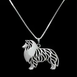 Hot Sale Lovers Pet Metal Pendant Necklaces Women's Standing Shetland Sheepdog Necklaces Drop Shipping