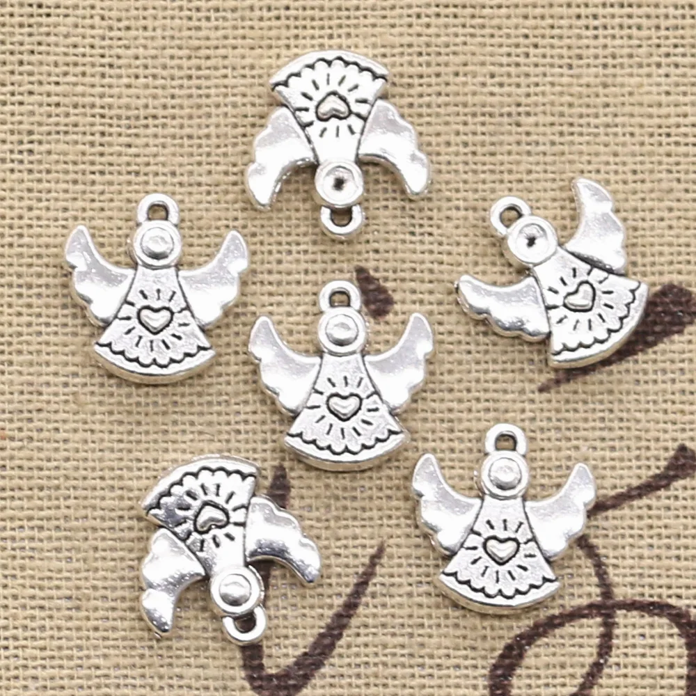 20pcs Charms Lovely Pray Angel 14x13mm Antique Silver Color Pendants DIYCrafts Making Findings Handmade Tibetan Jewelry