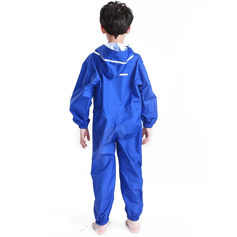 VILEAD Thick Children Raincoat Polyester Cute Baby Solid Outdoor Rain Coat Waterproof Jumpsuits Poncho Big Hat Student Rainwear