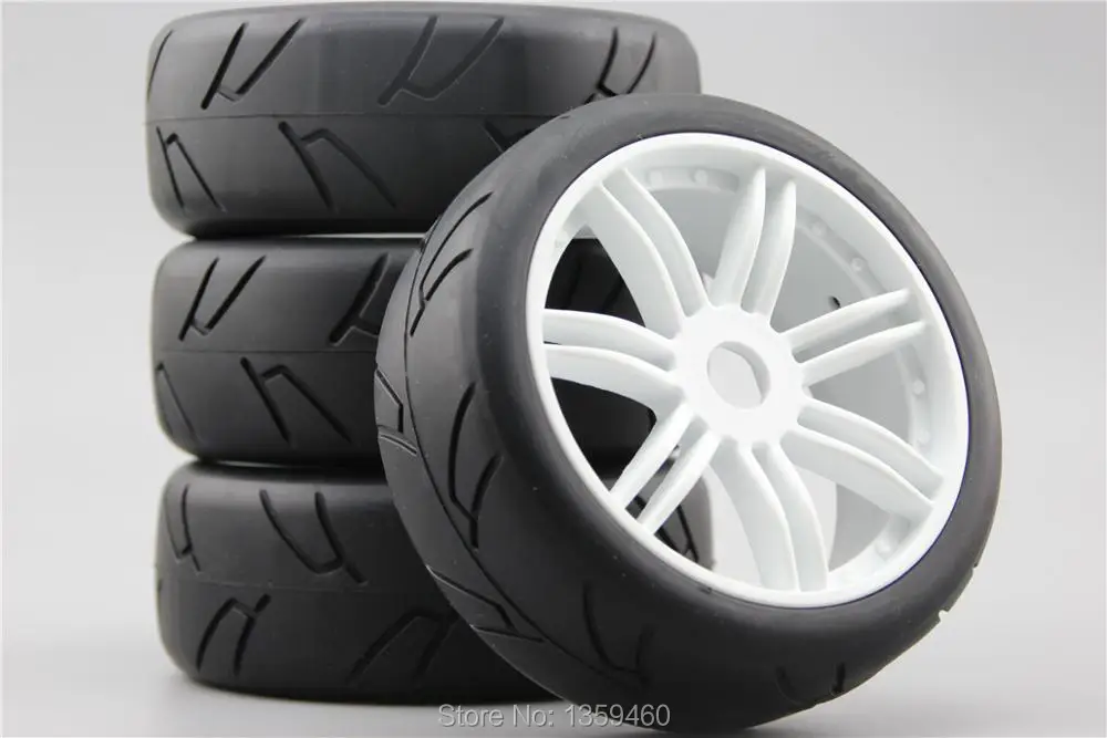 4pcs 1/8 Buggy Tire(Ninjia) On Road Tyre 15% Reinforced Nylon Wheel (White)fits for 1/8 Buggy GT XO-1 1/8 Tire 22022+26002