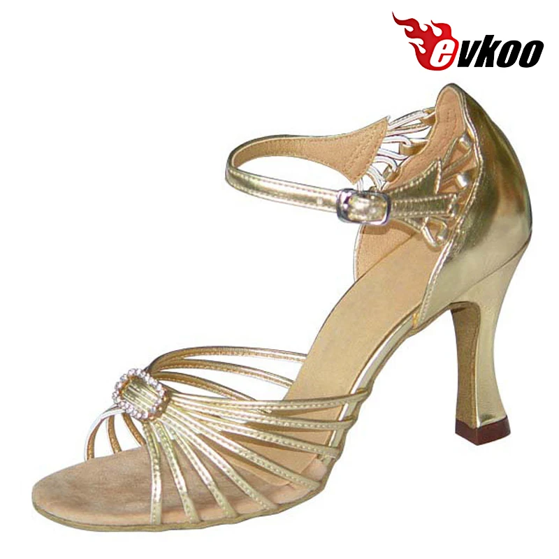 Evkoodance Lady Shoes Salsa Dance 7cm Heel Pu With Crystal Buckle Salsa Latin Dance Shoes OEM Women Party Dance Shoes Evkoo-202