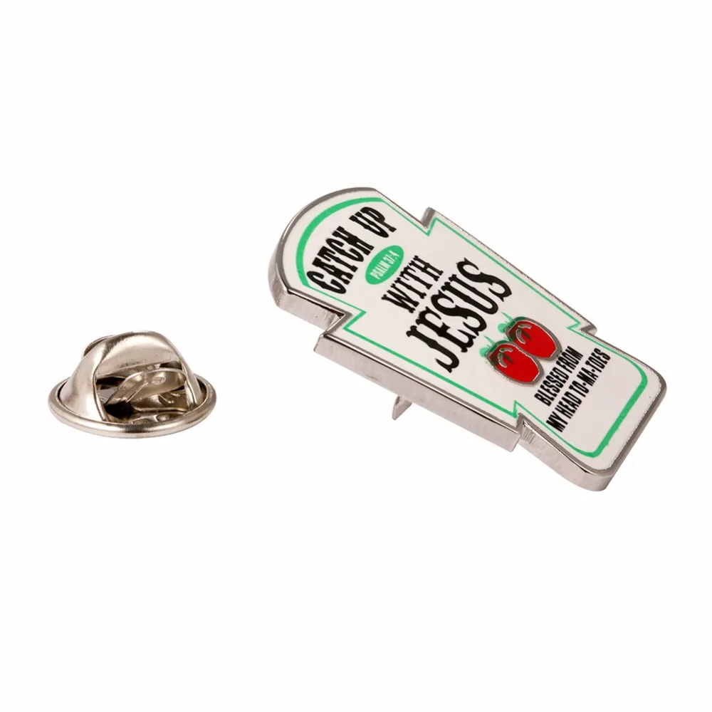 Catch Up With Jesus Christian Lapel Pin Blessed from my Head To-Ma-Toes Badge