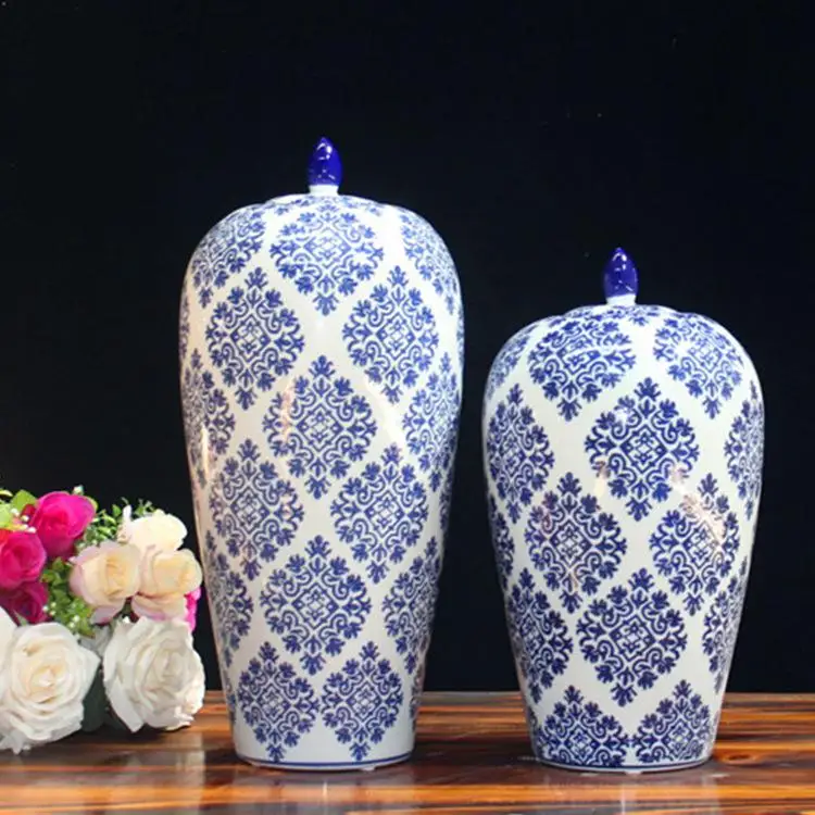 Jingdezhen Ceramics Traditional Technology Cylindrical Decorative Pattern Ceramic Storage pot Decorative Jar Soft porcelain jar