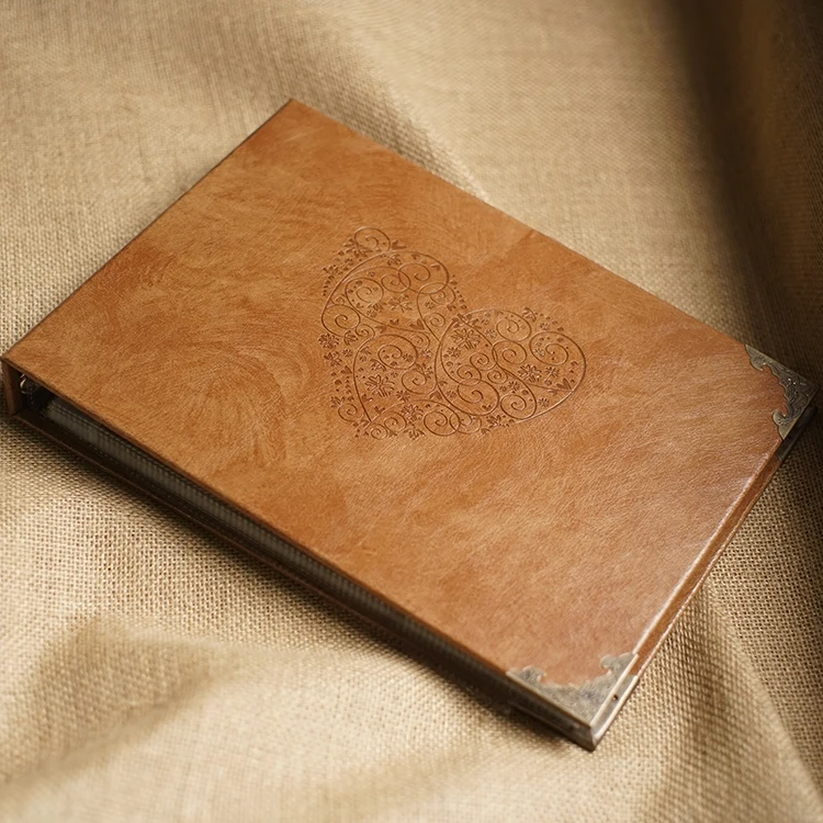 A4 Leather Heart Kraft Paper Notebook / Photo ALBUM / Hand-painted Graffiti Day Book / DIY Leather Wedding Albums