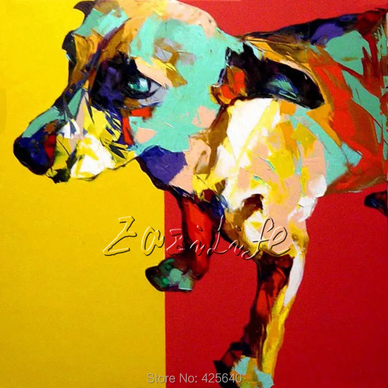 

Pop art Happy Dog on canvas modern abstract oil painting handmade oil painting Animal Pop Art Home Decor Living Room wallpaper