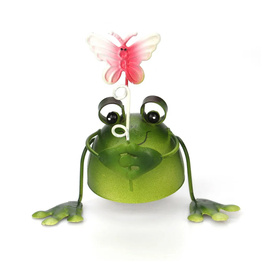 4pcs/Set Creative Metal Frogs Bonsai Decorative Cute Mini Natural Frog Desk Toy Home Office Garden Decor Ornament Gift