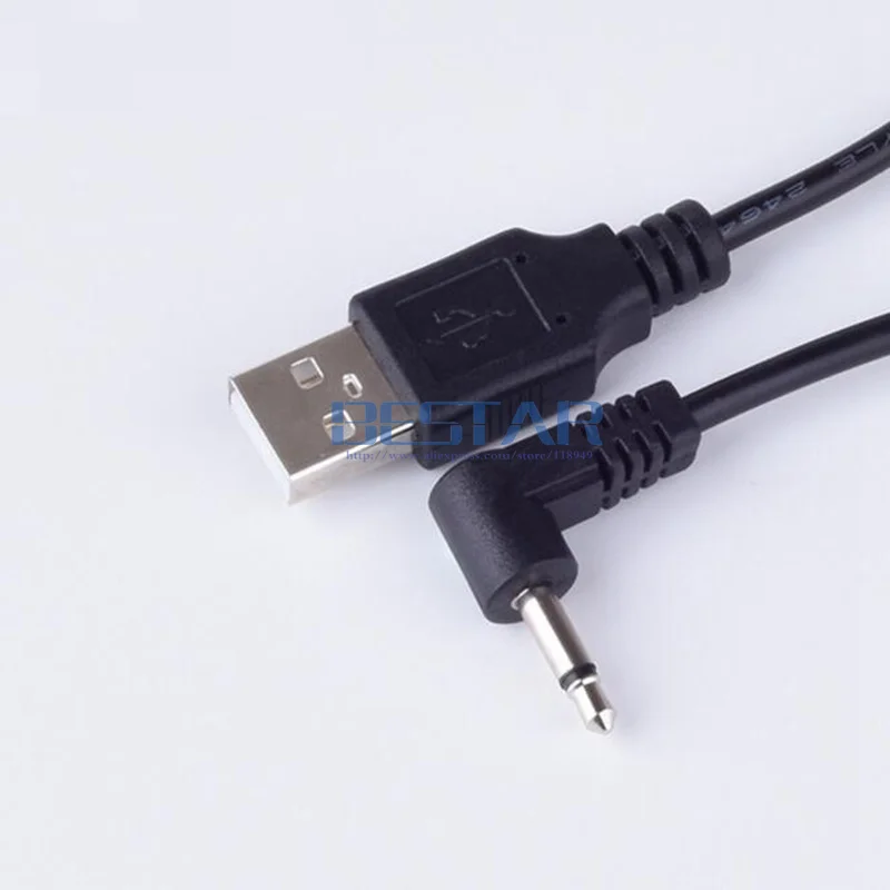 USB A Male To 3.5 mm Audio cable 1m 3 feet 5V 2A Mono 3.5mm USB Elbow Design Black