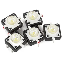 12 x 12mm White 4pin Tactile Push Button Switch Tact With LED Pack of 20