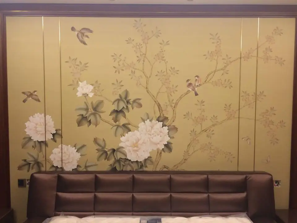 

Classic Hand-painted silk wallpaper painting plum blossom Hand painted wallcovering many arts and background optional