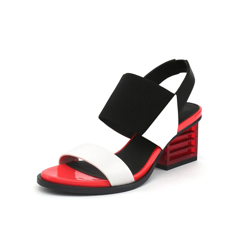 Women Sandals Summer Mixed Color Basic Sandals Women Transparent Square Heel Female High Heels Shoes Women HL030 MUYISEXI