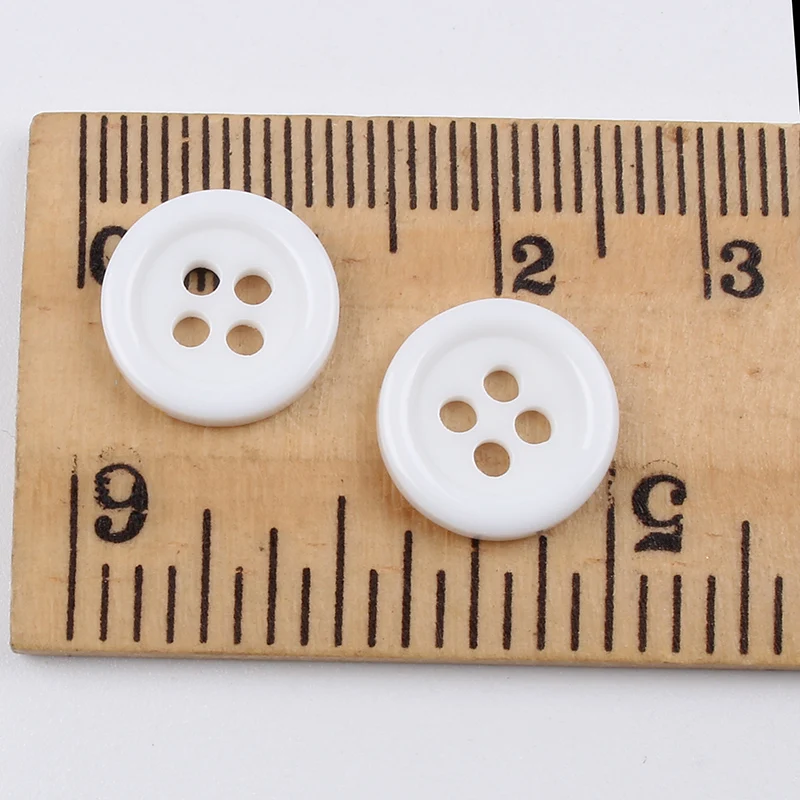 100pcs/lot 11mm White Round Buttons Plastic 4-Holes Flatback button Sewing Tools for Dree Shirts DIY Handmade Garment Accessory