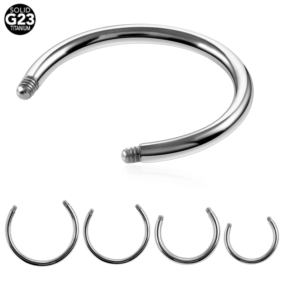 G23 Titanium Screw Circular Barbell Parts Horseshoe Ring Bar Replacement Piercing Jewelry Accessories Post Only No Ball 14G 16G