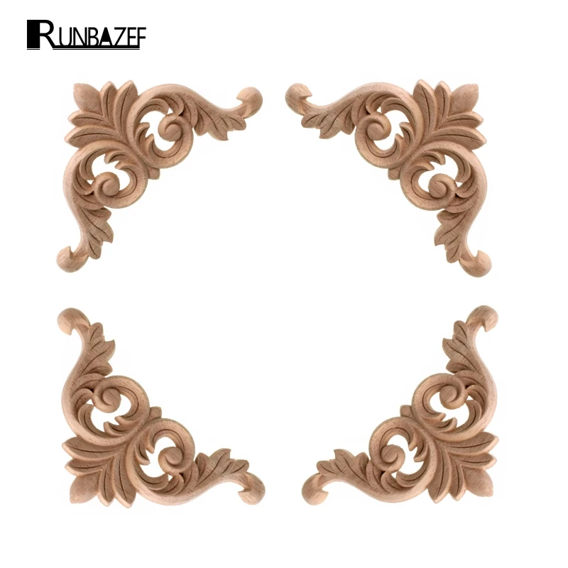 

RUNBAZEF Style Wooden Wood Applique Decorative Flower Piece Pass Background Wall Wardrobe C.flower Home Decoration Accessories