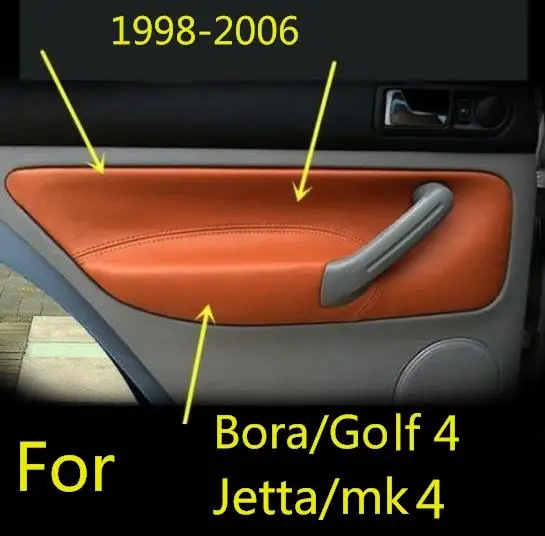 Microfiber Front / Rear Door Panels Armrest Leather Cover Protective Trim For VW Golf 4 Bora Jetta MK4 1998 -2006 with Fittings