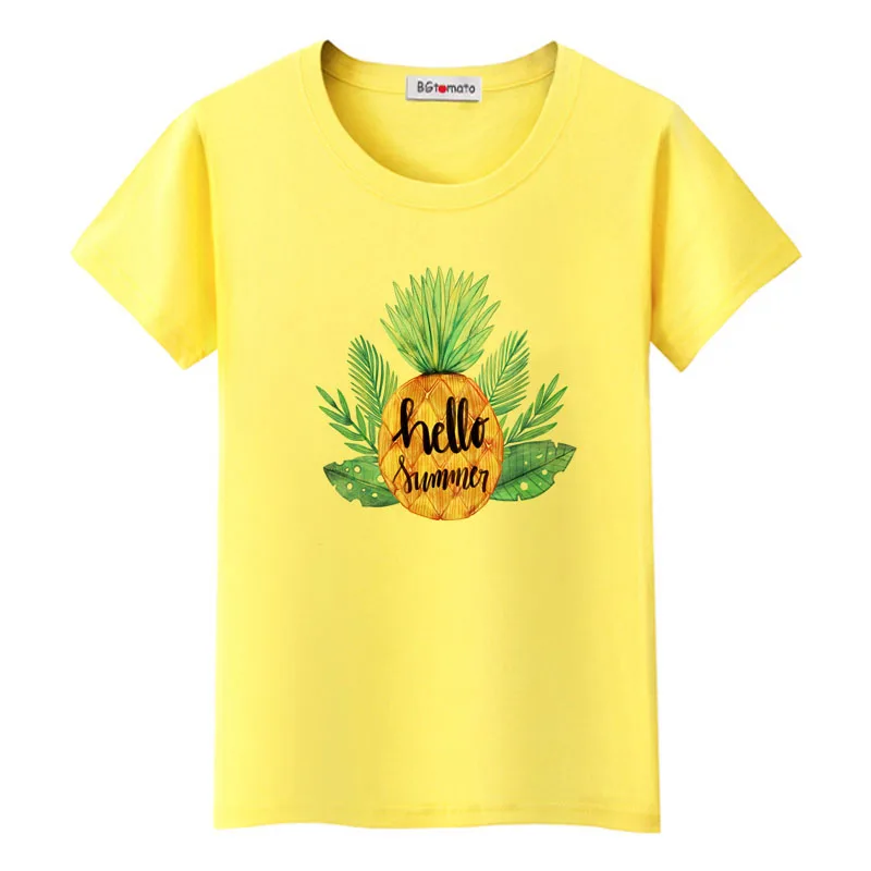 

BGtomato Hello summer pineapple printing tshirt super cool personality t-shirt women Hot sale original brand casual top tees