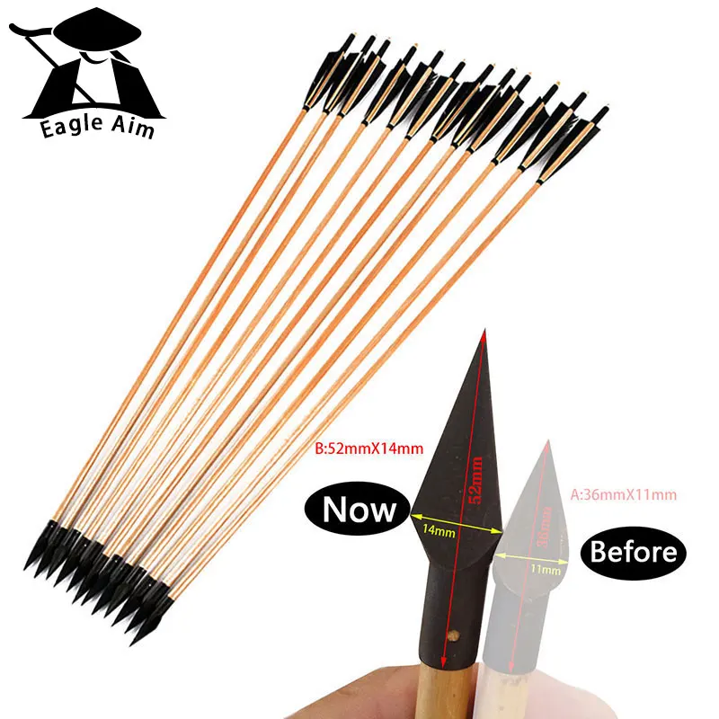 

Hot 6pcs Hunting Archery Bolts 33 Inches Handmade Wooden Arrows England Turkey Feathers For Crossbow Recurve Bow Shooting