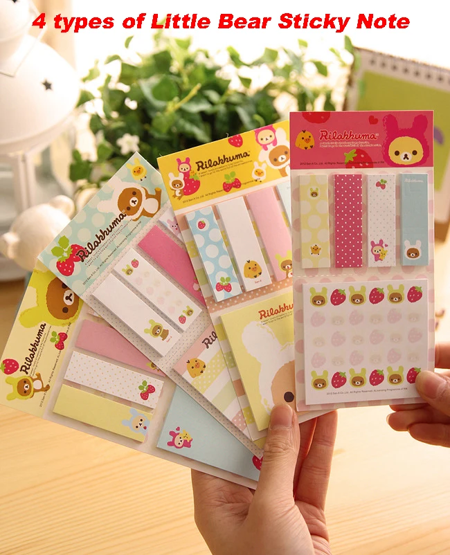 2 PC/Lot Little Relaxing Bear Sticky Note, Cute Lovely Adorable Animal Memo Pad