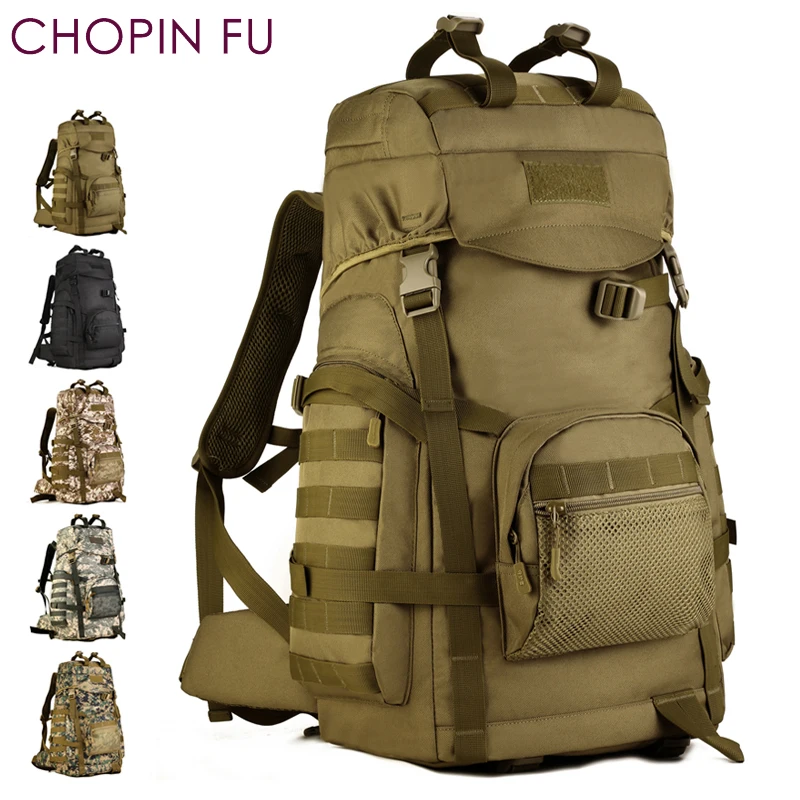 

55L MOLLE system Big outdoor mountaineering bag military waterproof backpack travel good quality A3119