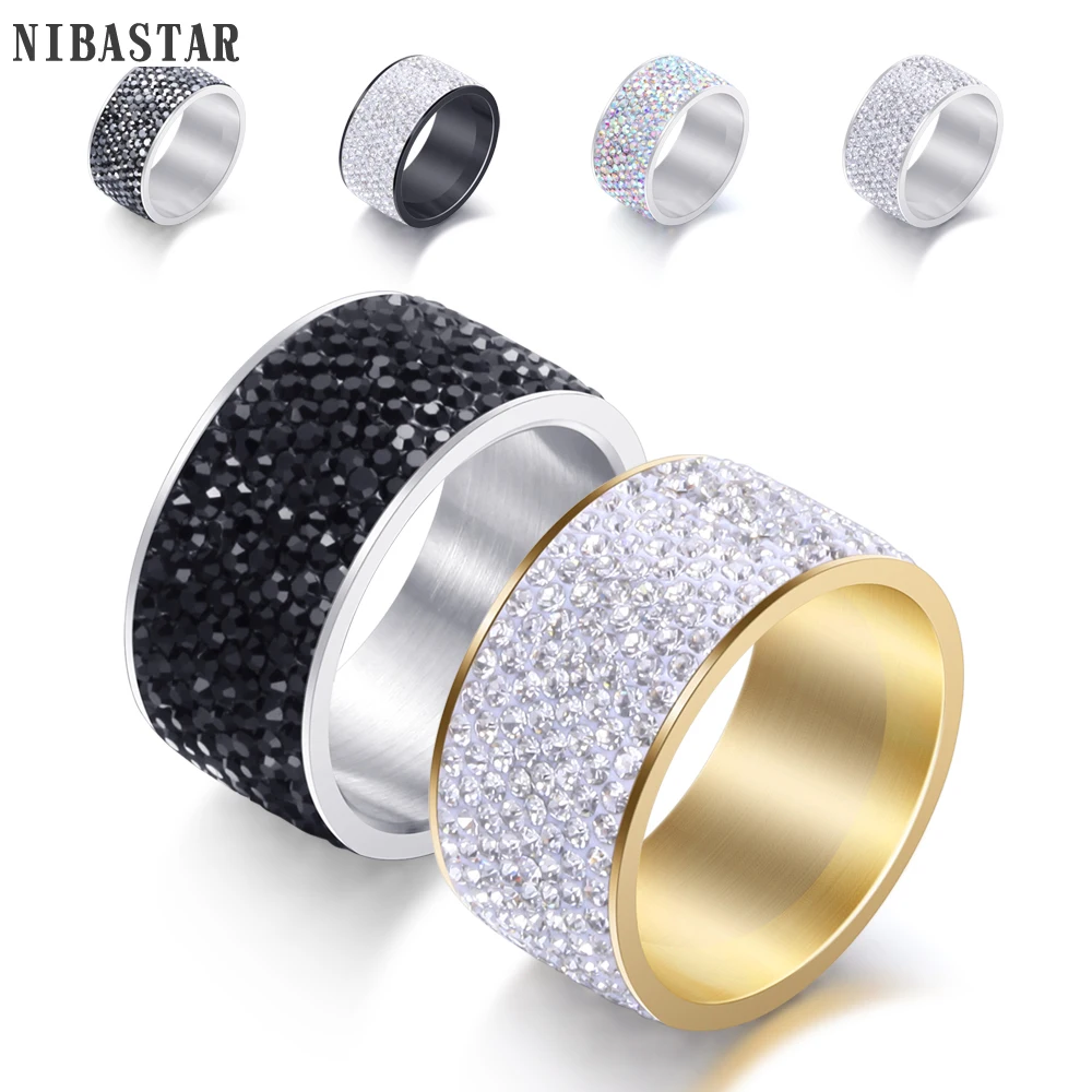 Hurtownia 8-rzędowych kryształowych pierścionków dla kobiet Austria Crystal Ring Bijoux ze stali nierdzewnej dla kobiet Biżuteria ślubna