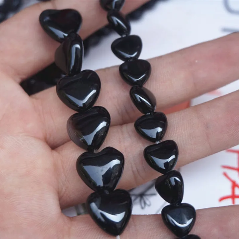 

10-20mm Natural Black Agate Stone Beads 15'' Heart Shape DIY Loose Beads For Jewelry Making Beads Necklace Pendant Earring Gift