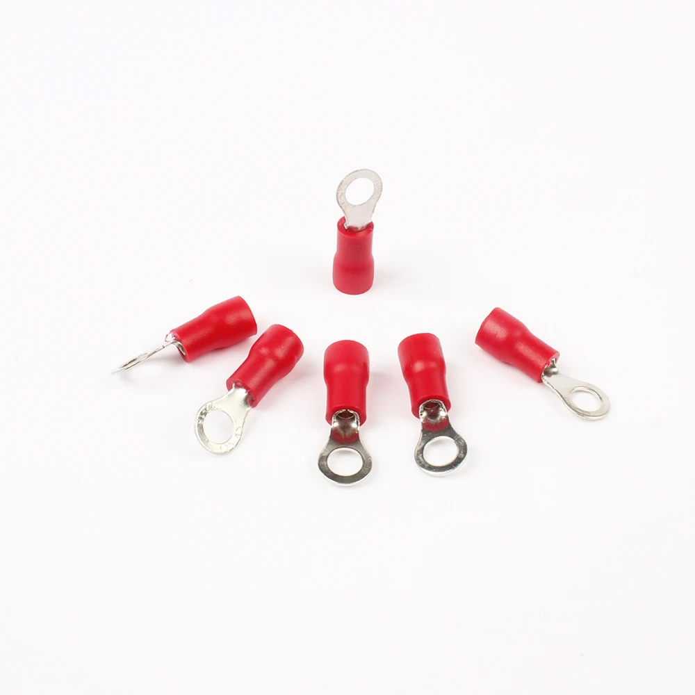 100 PCS/SET RV1.25-3 RV1.25-4 RV1.25-5 RV1.25-6 Rot Ring Isolierte Draht Elektrische Crimp Terminal Kabel Draht Stecker