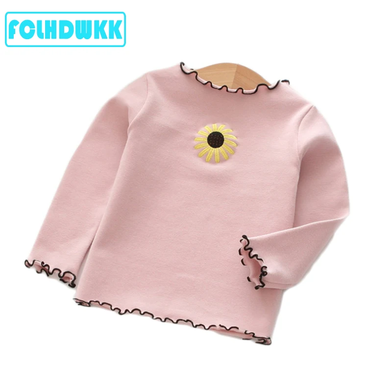 Children's Girls T-shirt Long Sleeve Cotton Spring Autumn 100% Cotton Flower Cotton Kid's Render Shirt Baby Girls Clothing Soft
