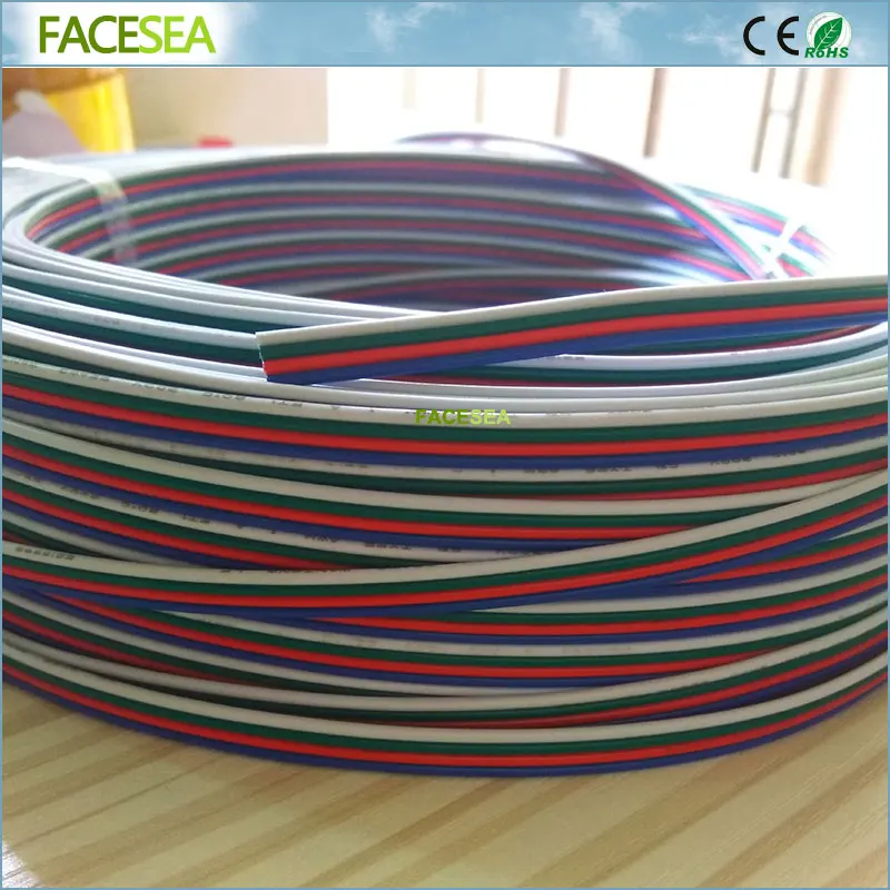 

100m Electrical Wire Tinned Copper 4 Pin 22AWG Extension RGB Wire Connector for ws2801 3528 5050 RGB LED Strip light Free DHL