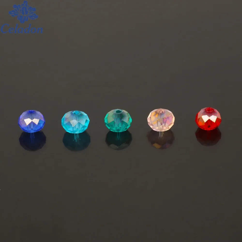 Wholesale 2/3/4/6/8mm Plating Bicone Crystal Beads AB Color Faceted Glass Wheel Beads for Jewelry Making Bracelet Accessories