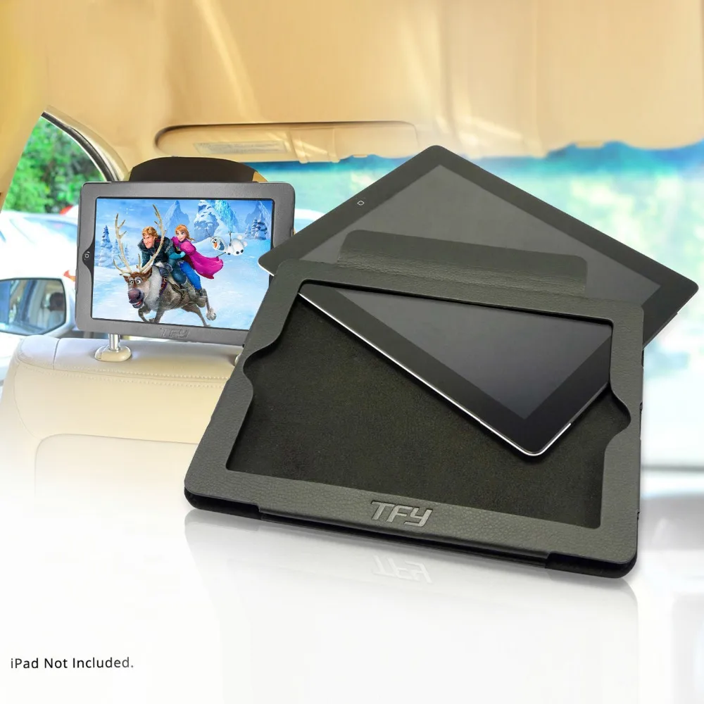 TFY Car Headrest Mount Holder for Tablets iPad 4 / iPad 3 / iPad 2, Black