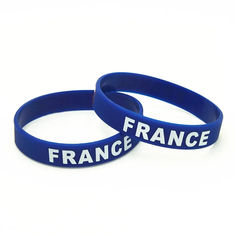 1PC France Natinal Flag Silicone Wristband Blue Football Sports Souvenir Silicone Rubber Bracelets&Bangles Adults Gifts SH220