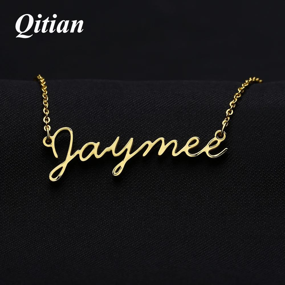 Cursive Font Name Necklaces    Stainless Steel   Gold Color Personalized Custom Choker Necklace For Women  Jewelry Supplier