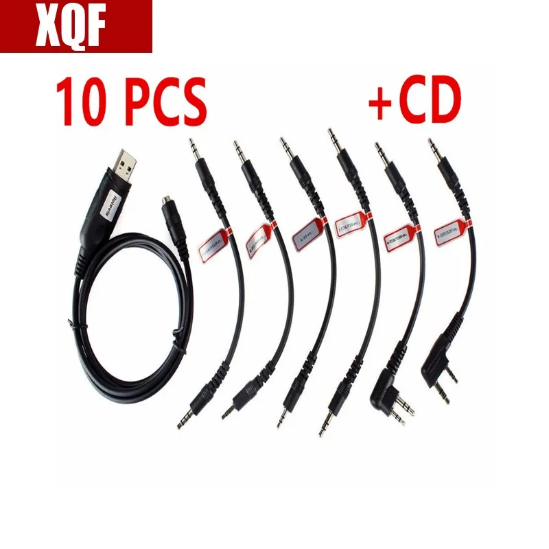 Brand New 10 PCS 6 in 1 USB Programming Cable for Motorola YAESU HYT ICOM BAOFENG KENWO Two Way Radio With Programming Software