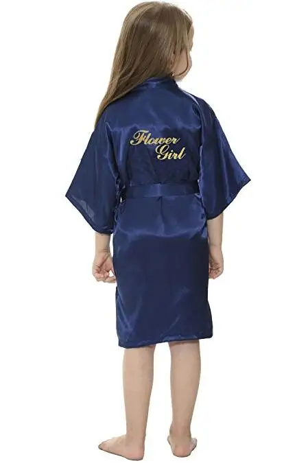 New solid girls stain silk robes flower girl kimono robes wedding brief bathrobes pajamas kids robe+belt nightdress hot sale