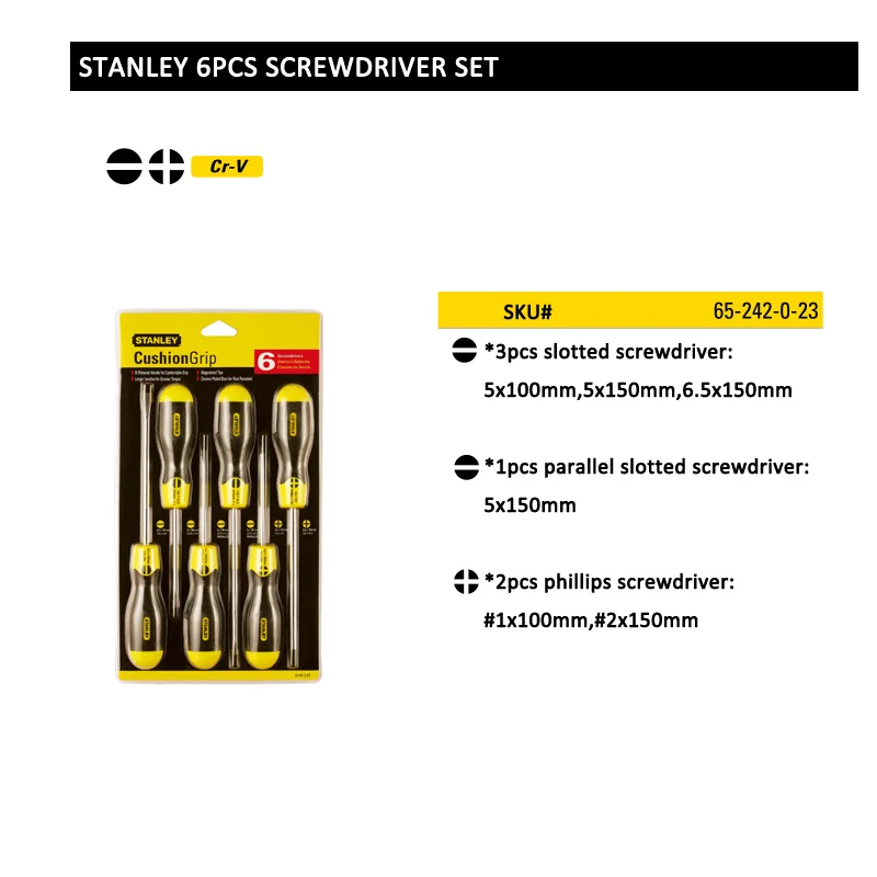 Stanley 8pcs 6pcs slotted phillips magnetizer kit screwdriver precision universal screwdriver set hand tools Cr.v steel