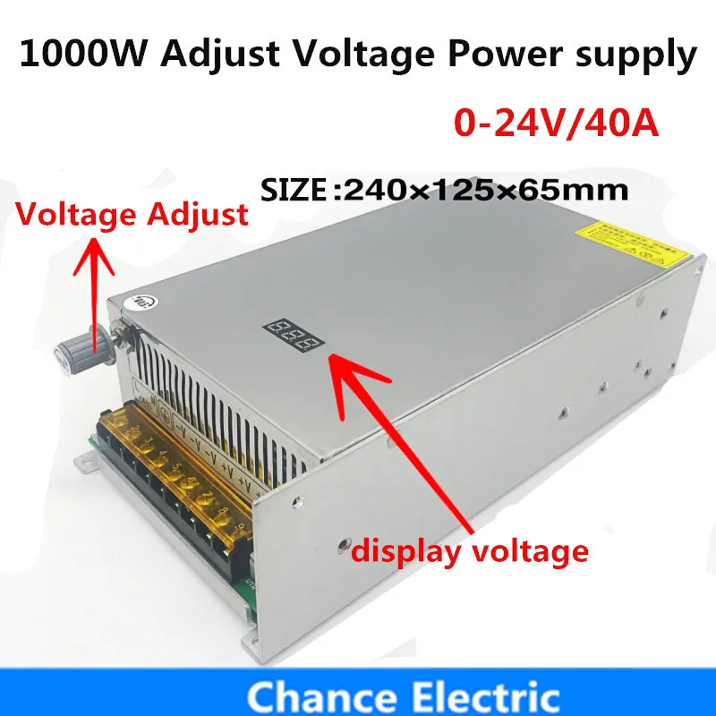 

CHUX 0-24V Adjustable Voltage Transformer Stabilization 40A With Digital Display Switching Power Supply 1000W