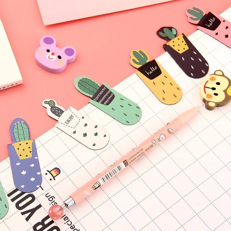 3 pcs/pack Creative cactus Magnetic Bookmarks Books Marker of Page Student Stationery School Office Supply Gift Stationery