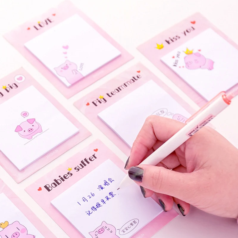 1 Pcs Cute Pink Pig N Times Memo Pad Sticky Notes Student School Bookmark Stationery Label Stickers Office Planner Supplies